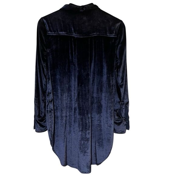 Maeve Anthropologie Blue Crushed Velvet Tunic Tie-Neck Size 2 Fairy Whimsigoth - Picture 5 of 9